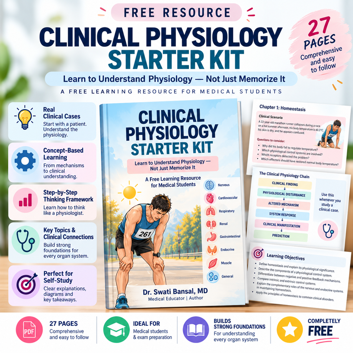 Clinical Physiology Starter Kit free 27-page resource by Dr. Swati Bansal, MD